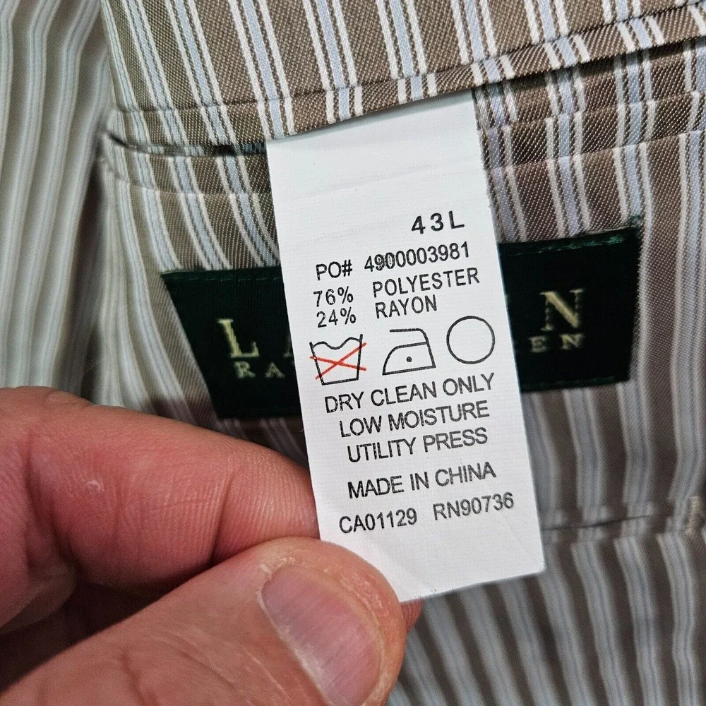 Lauren‎ Ralph Lauren Blazer Sport Coat Suit Men 43L 2-Button Beige